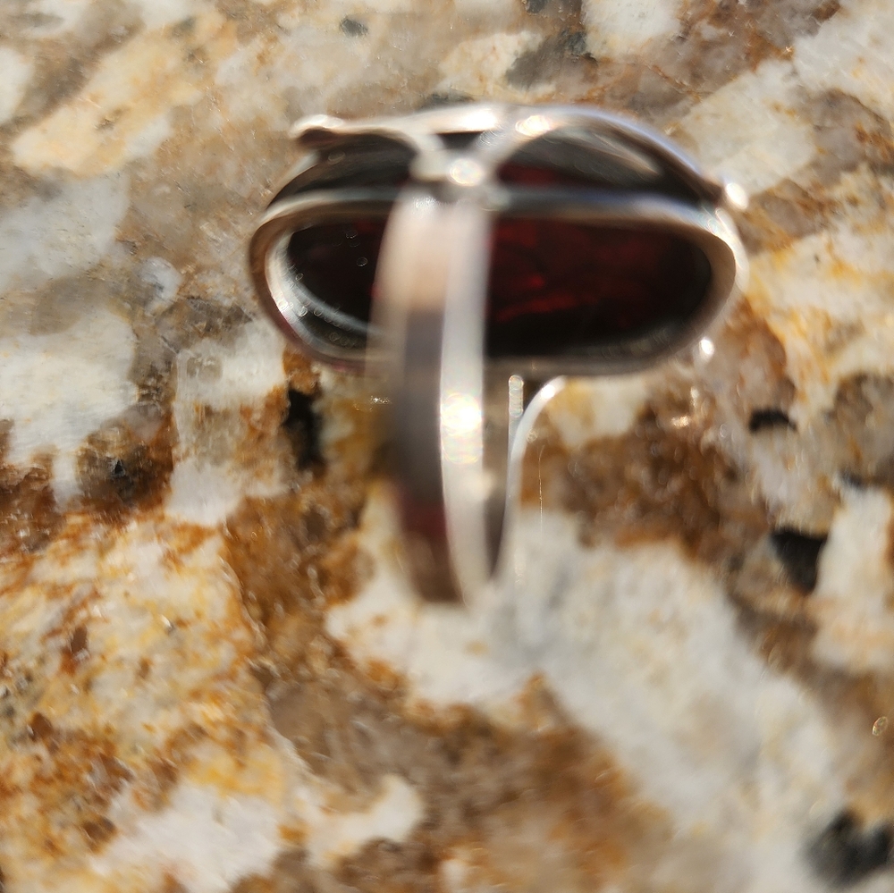 Amber RING Size 8 Sterling Silver - Picture 11 of 11